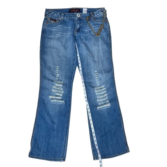 Baby Phat Y2K Distressed Jeans With Wallet Chain. Size Junior 7 - Picture 3 of 10